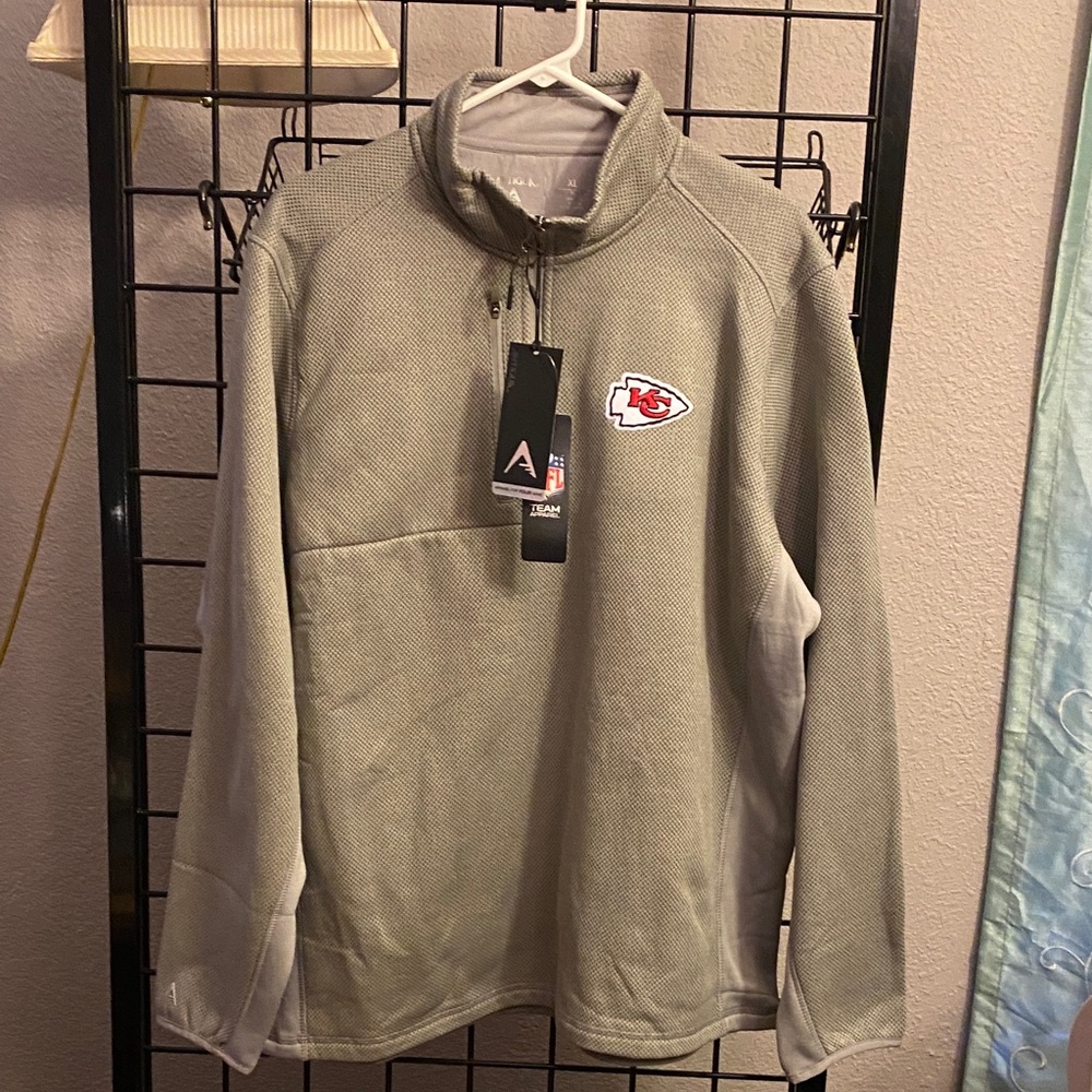 Antigua Light Gray KC Chiefs NFL 1/4 zip Pullover